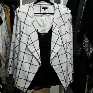 24 Cream Dress Jacket with Black Plaid